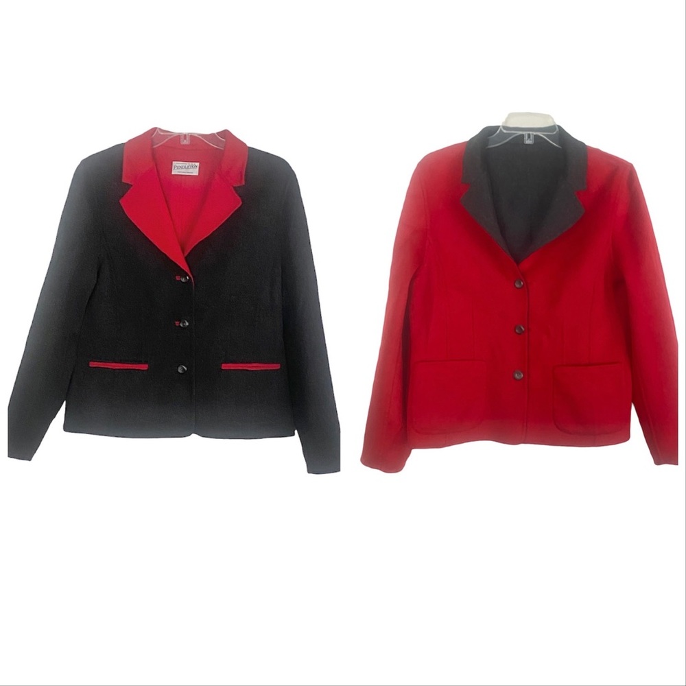 Pendleton Expression Reversible Gray & Red Merino… - image 1